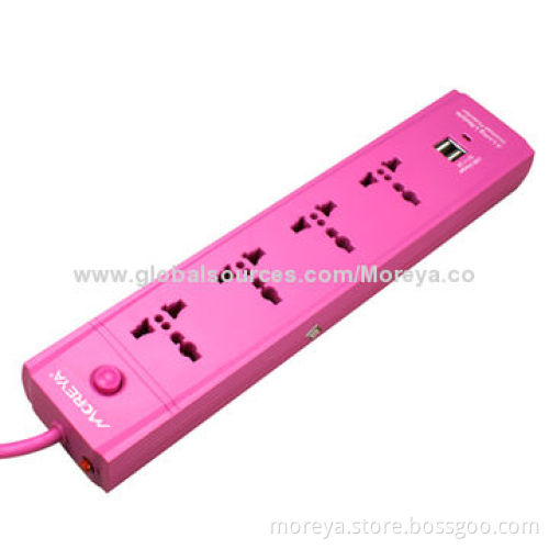 USB Spike Guard for AU, EU, UK, US Usage, with 4 Sockets + 2 USB Ports, Sure/Overload Protection